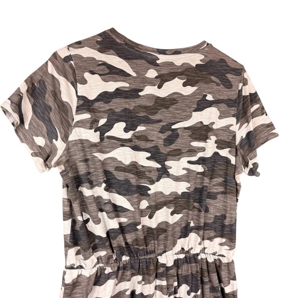 Old Navy Gray Camo Short Sleeve Cinched Waist Midi Dress – Sz L Tall - Picture 6 of 12